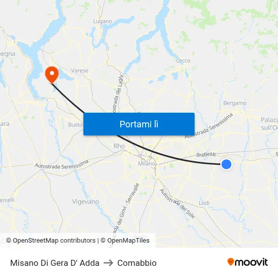 Misano Di Gera D' Adda to Comabbio map