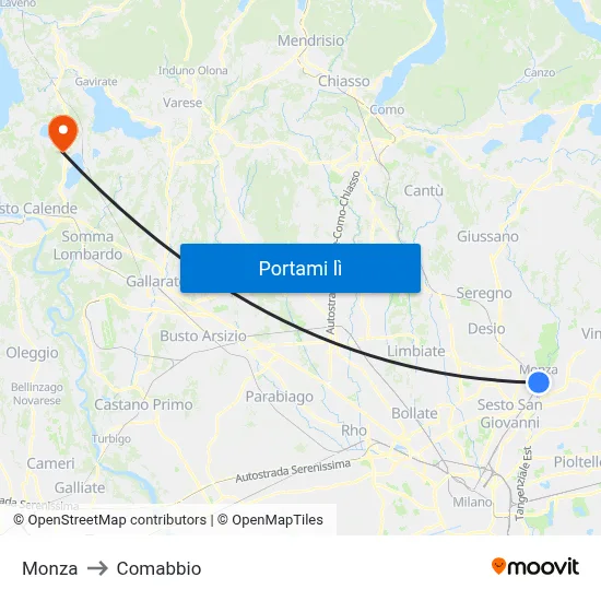 Monza to Comabbio map