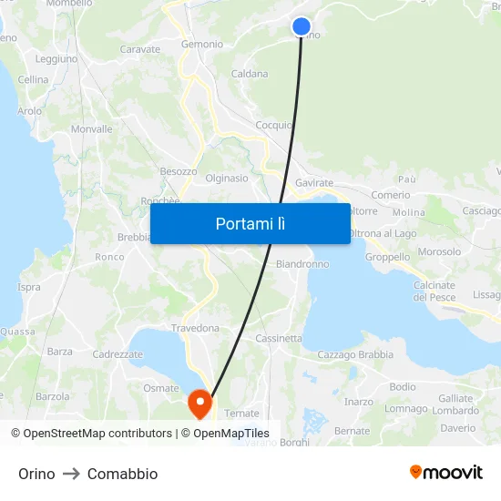 Orino to Comabbio map