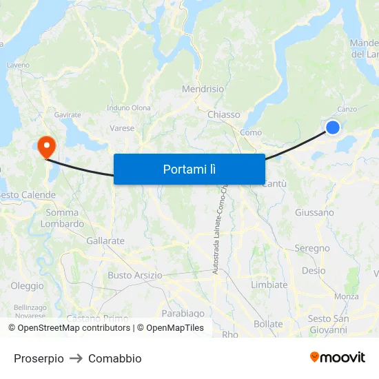 Proserpio to Comabbio map