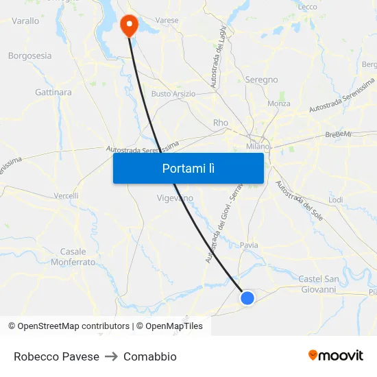 Robecco Pavese to Comabbio map