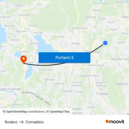 Rodero to Comabbio map