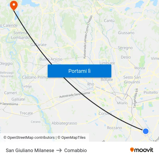 San Giuliano Milanese to Comabbio map