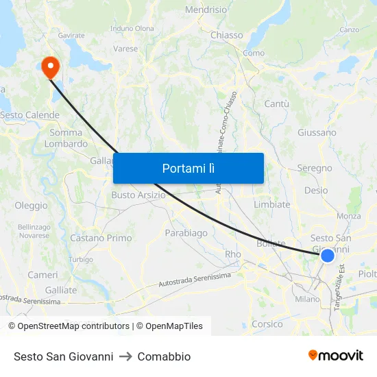 Sesto San Giovanni to Comabbio map