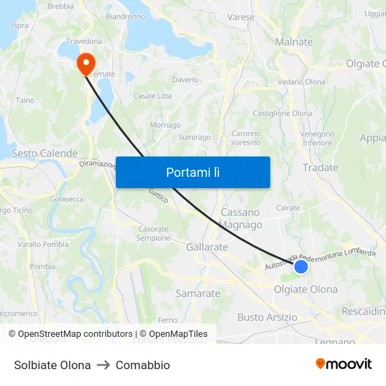 Solbiate Olona to Comabbio map
