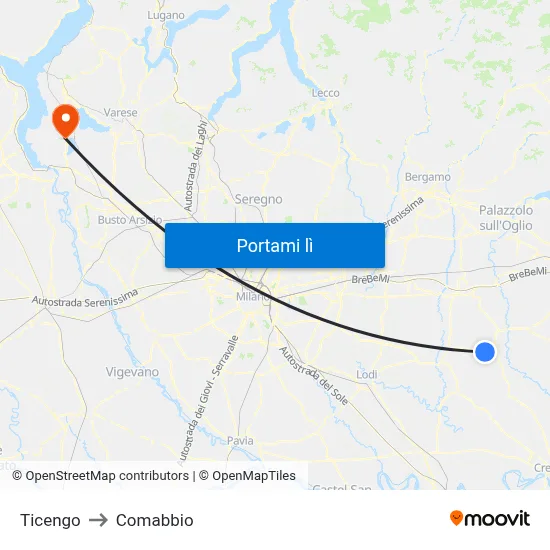 Ticengo to Comabbio map