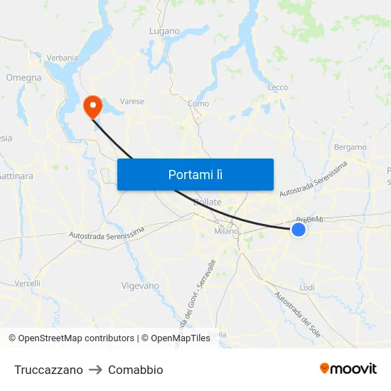 Truccazzano to Comabbio map