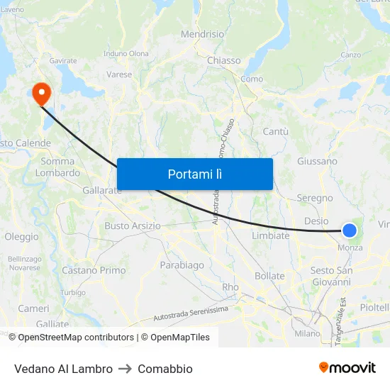 Vedano Al Lambro to Comabbio map