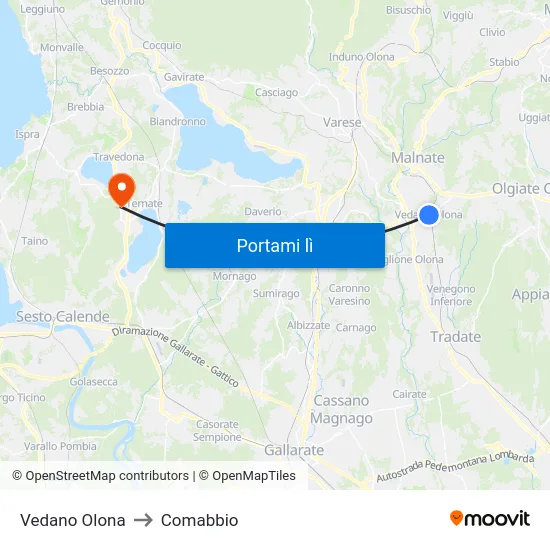 Vedano Olona to Comabbio map