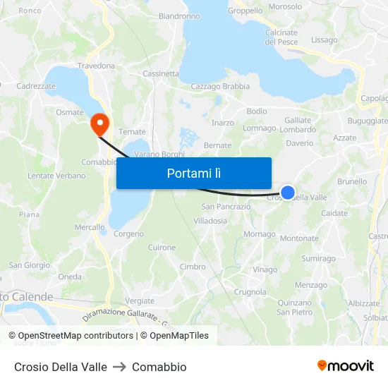 Crosio Della Valle to Comabbio map