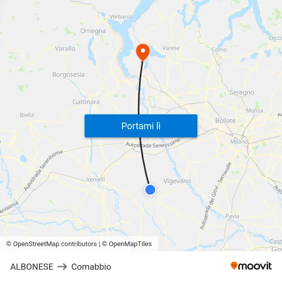 ALBONESE to Comabbio map