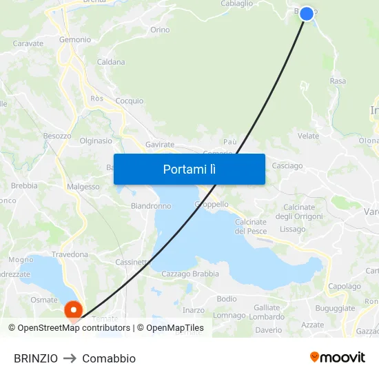 BRINZIO to Comabbio map
