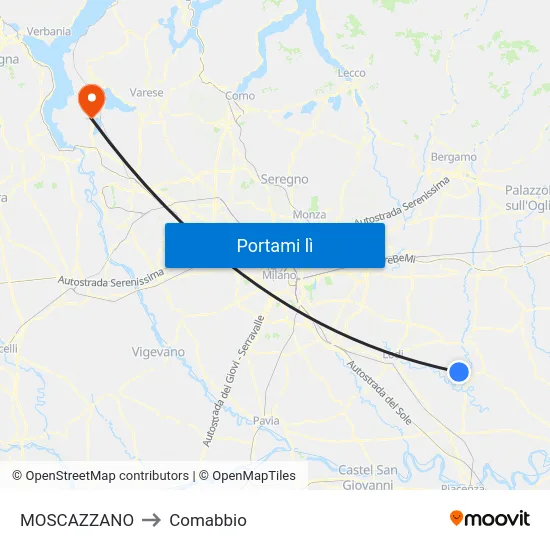 MOSCAZZANO to Comabbio map