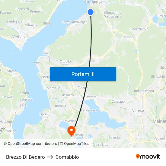 Brezzo Di Bedero to Comabbio map