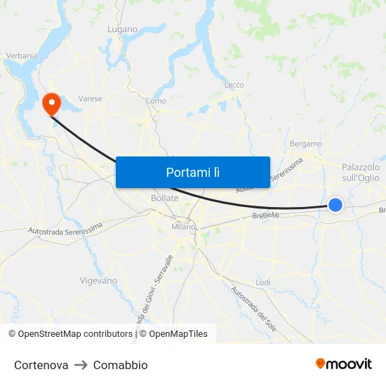 Cortenova to Comabbio map