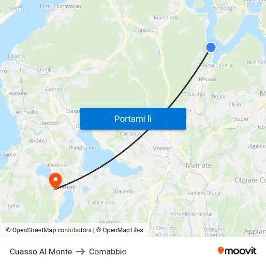 Cuasso Al Monte to Comabbio map