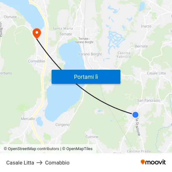 Casale Litta to Comabbio map