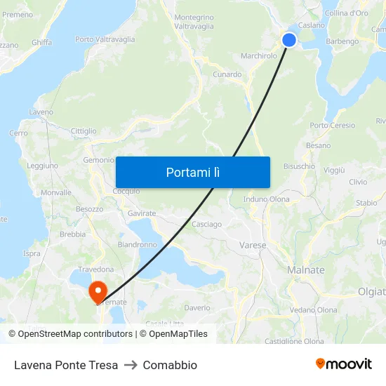 Lavena Ponte Tresa to Comabbio map