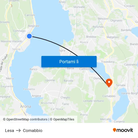 Lesa to Comabbio map