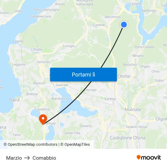 Marzio to Comabbio map