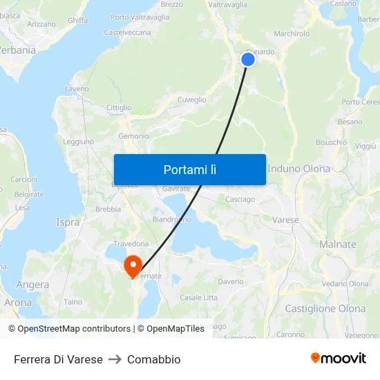 Ferrera Di Varese to Comabbio map