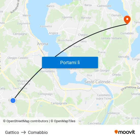Gattico to Comabbio map