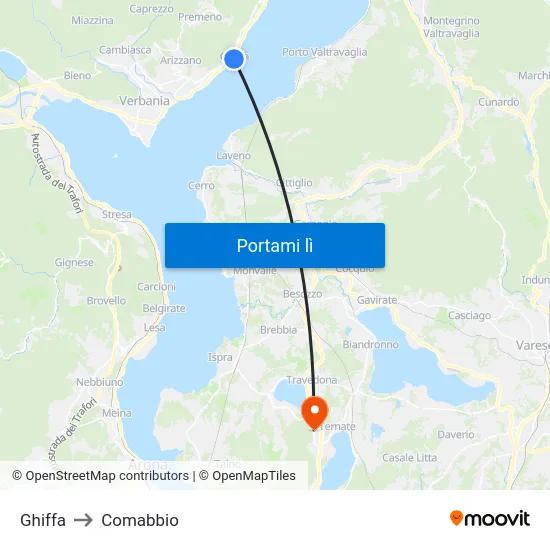 Ghiffa to Comabbio map