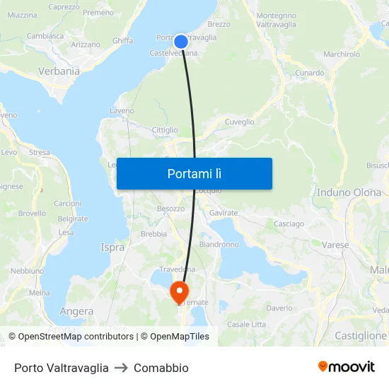Porto Valtravaglia to Comabbio map