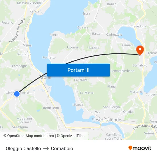 Oleggio Castello to Comabbio map