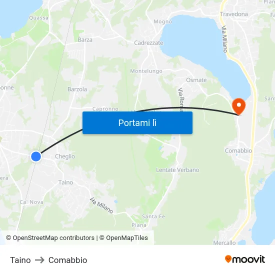 Taino to Comabbio map