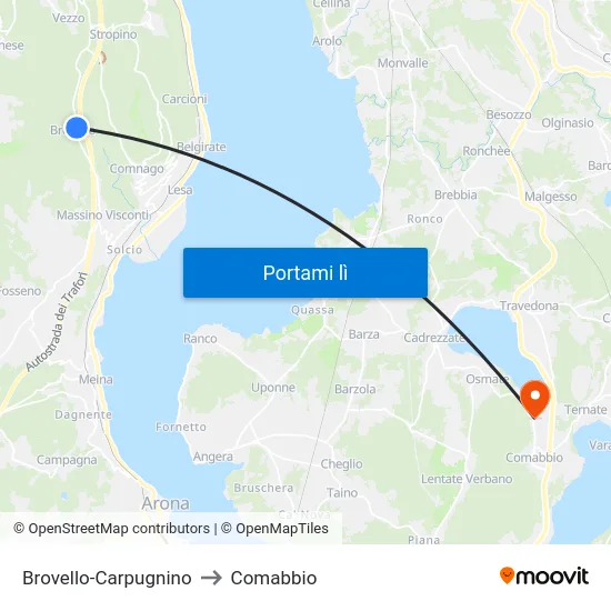 Brovello-Carpugnino to Comabbio map