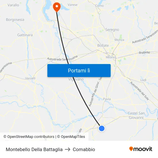 Montebello Della Battaglia to Comabbio map