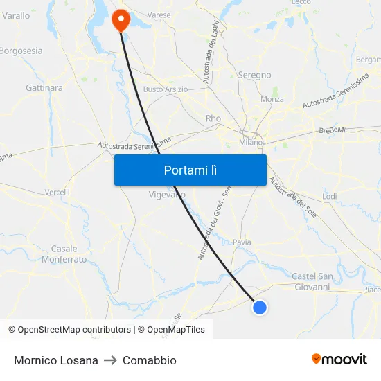 Mornico Losana to Comabbio map