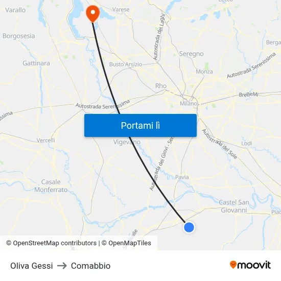 Oliva Gessi to Comabbio map