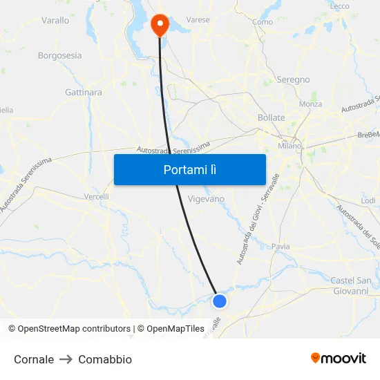 Cornale to Comabbio map