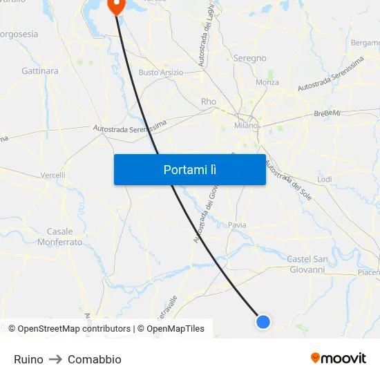 Ruino to Comabbio map