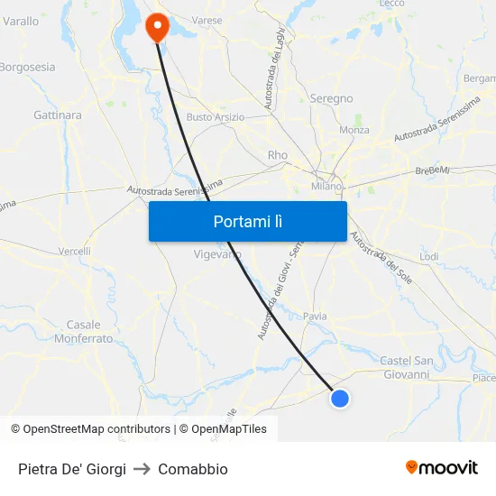 Pietra De' Giorgi to Comabbio map