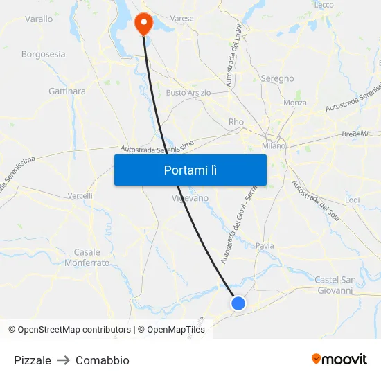 Pizzale to Comabbio map