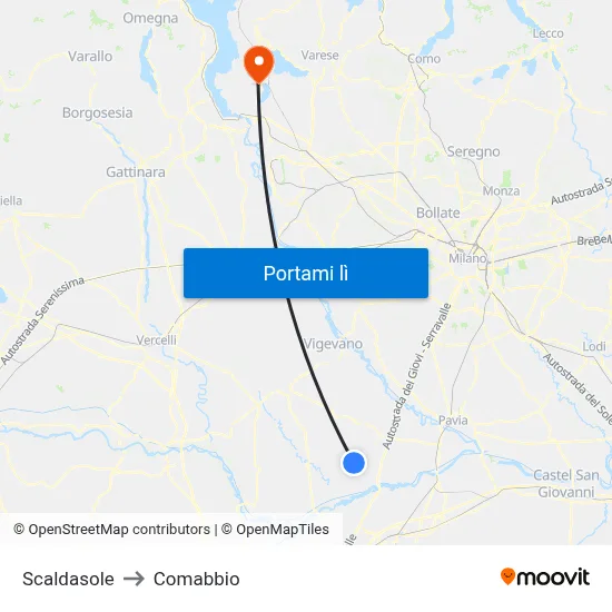 Scaldasole to Comabbio map