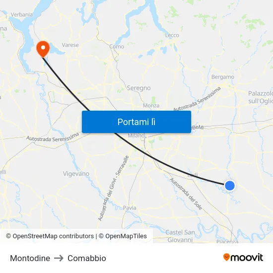 Montodine to Comabbio map