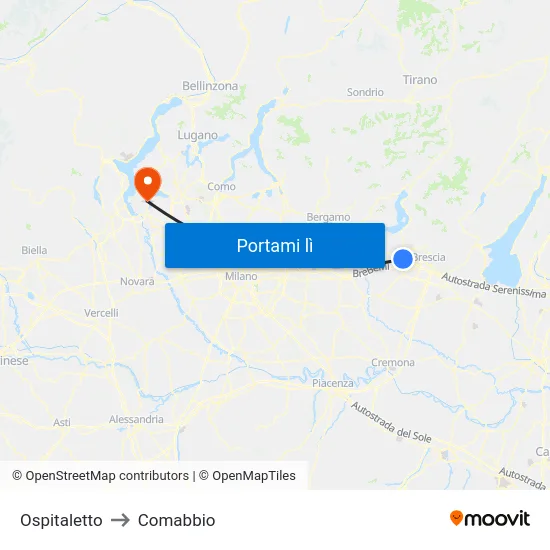 Ospitaletto to Comabbio map