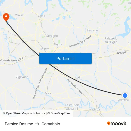 Persico Dosimo to Comabbio map