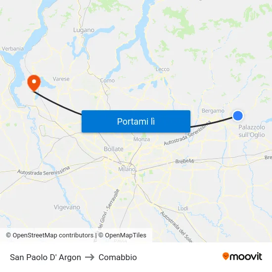 San Paolo D' Argon to Comabbio map