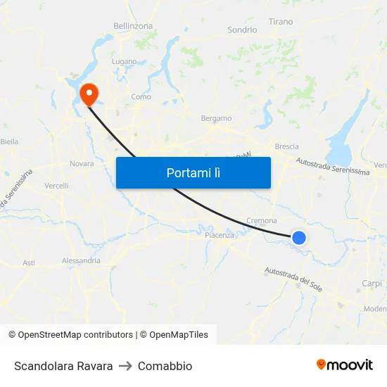 Scandolara Ravara to Comabbio map