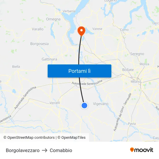 Borgolavezzaro to Comabbio map