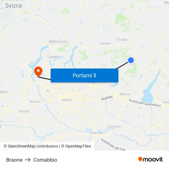 Braone to Comabbio map