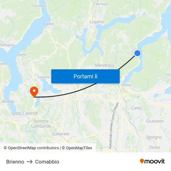 Brienno to Comabbio map