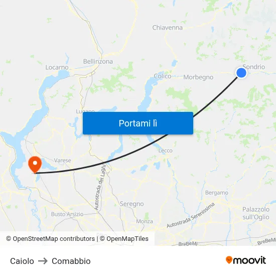 Caiolo to Comabbio map