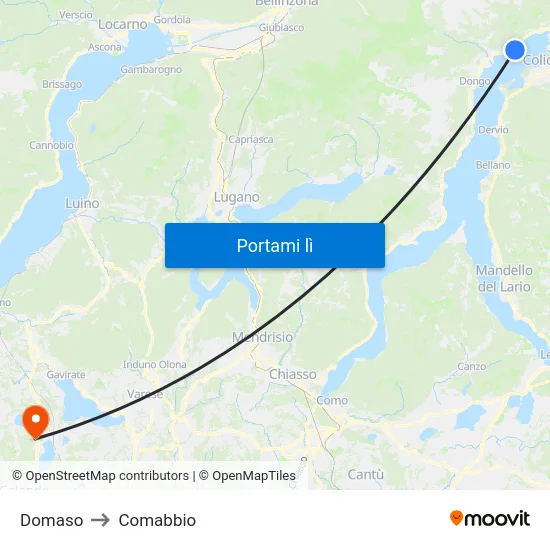Domaso to Comabbio map