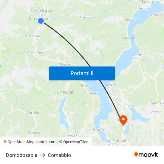 Domodossola to Comabbio map